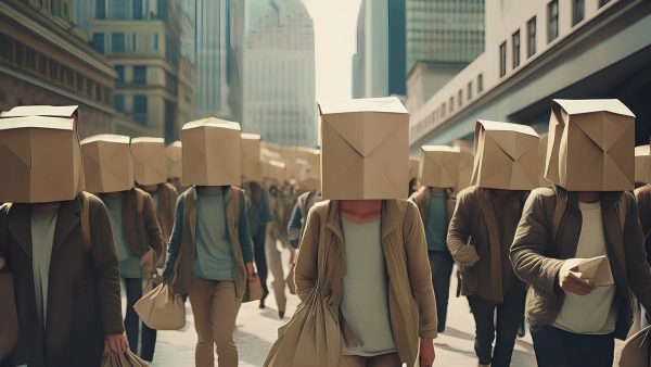 顔を隠す人々