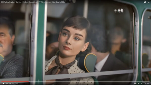 CGI Audrey Hepburn Starring in Galaxy Chocolate UK TV Advertisement
