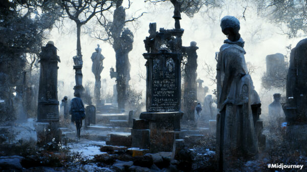 Ghosts wandering the graveyard