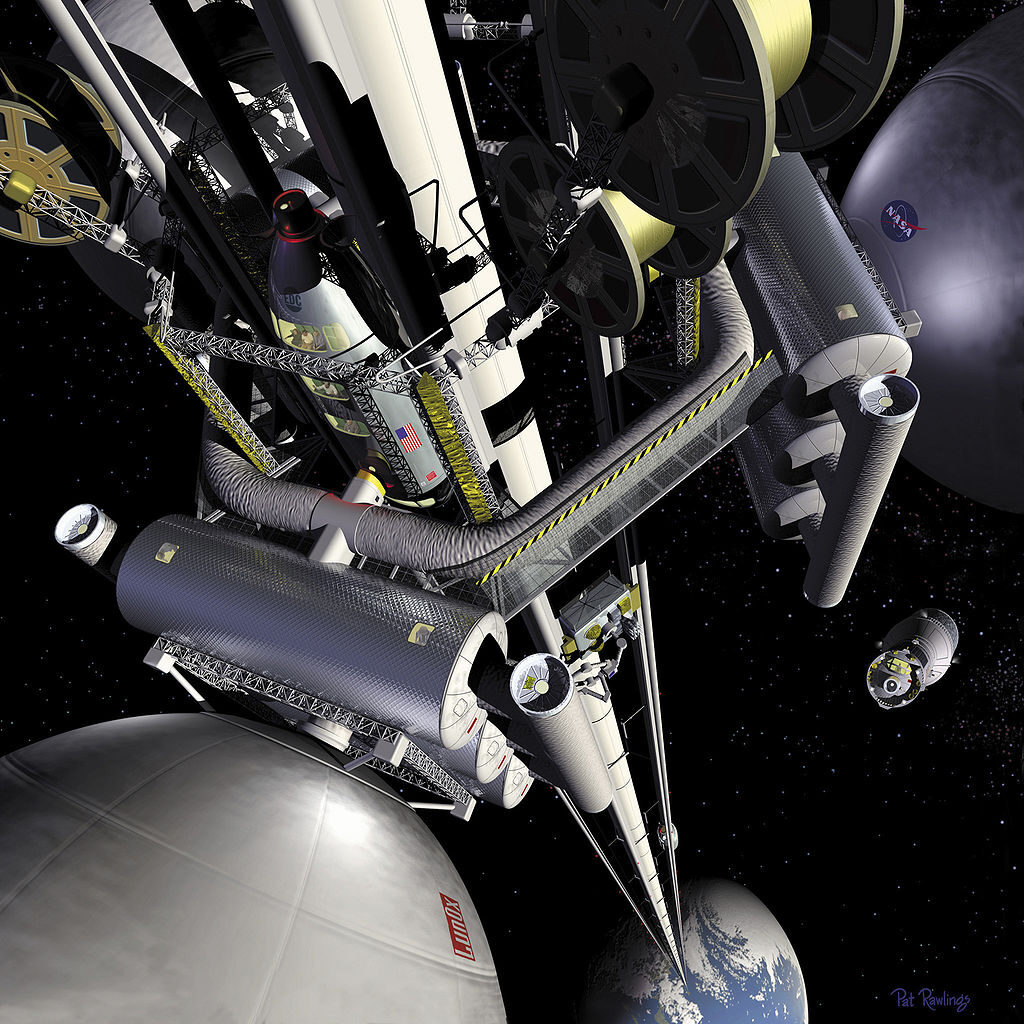 NASAによる軌道エレベータ想像図