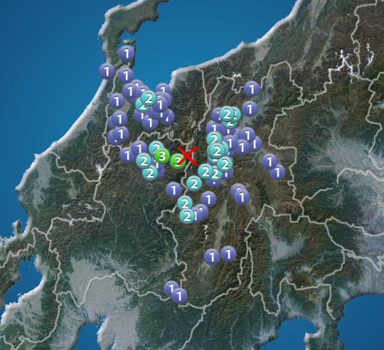 岐阜県飛騨地方で地震頻発、前兆か？